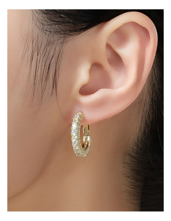 Gregory Ladner Pave Crystal Hoop Earrings GJEF156M in Gold