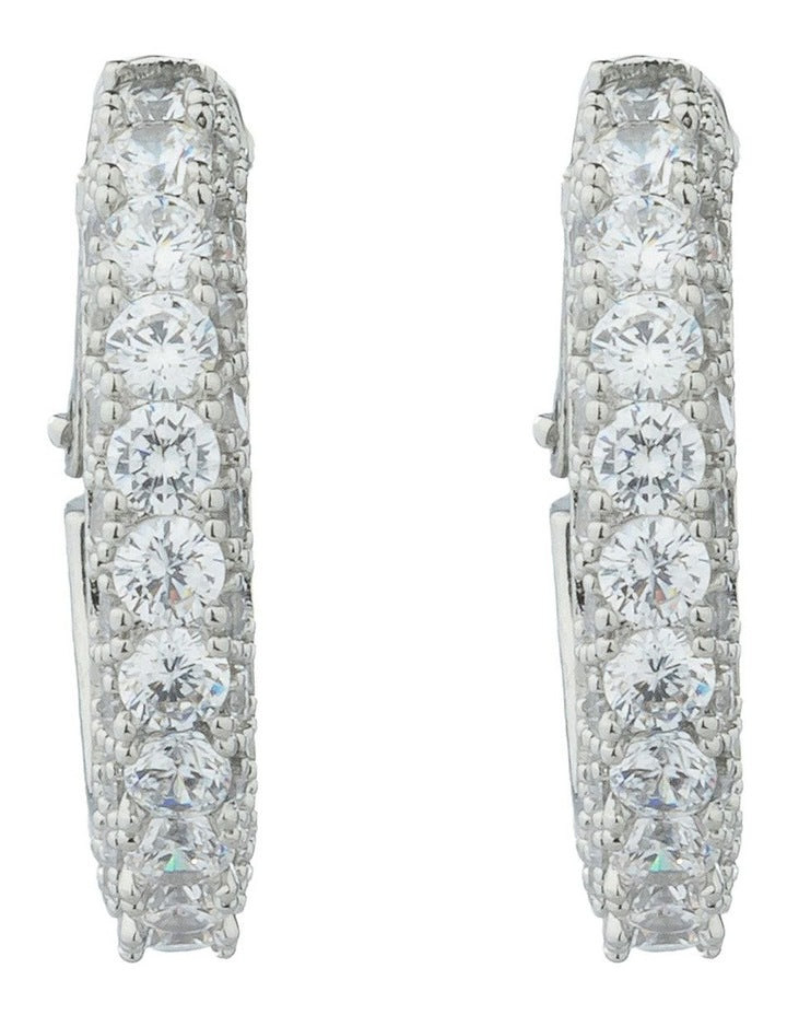 Gregory Ladner Pave Crystal Hoop Earrings GJEF156M in Rhodium