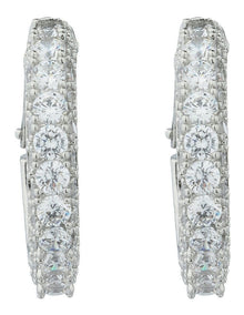 Gregory Ladner Pave Crystal Hoop Earrings GJEF156M in Rhodium