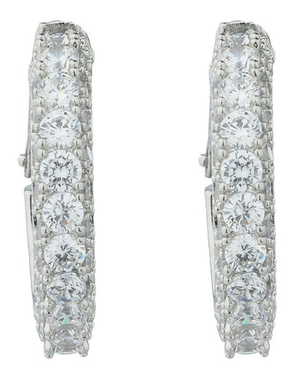 Gregory Ladner Pave Crystal Hoop Earrings GJEF156M in Rhodium