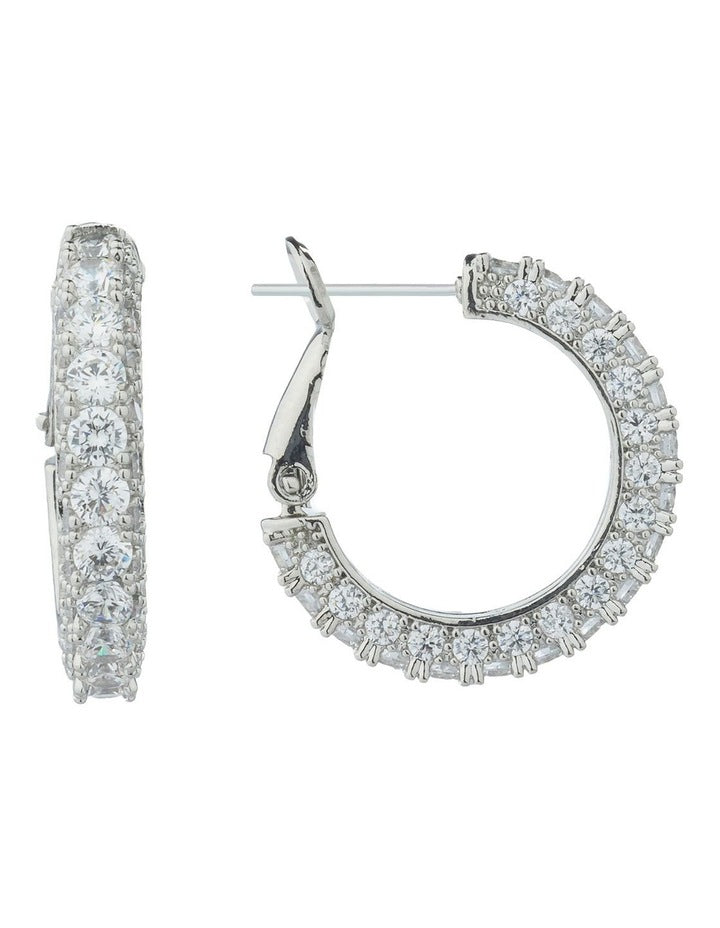 Gregory Ladner Pave Crystal Hoop Earrings GJEF156M in Rhodium