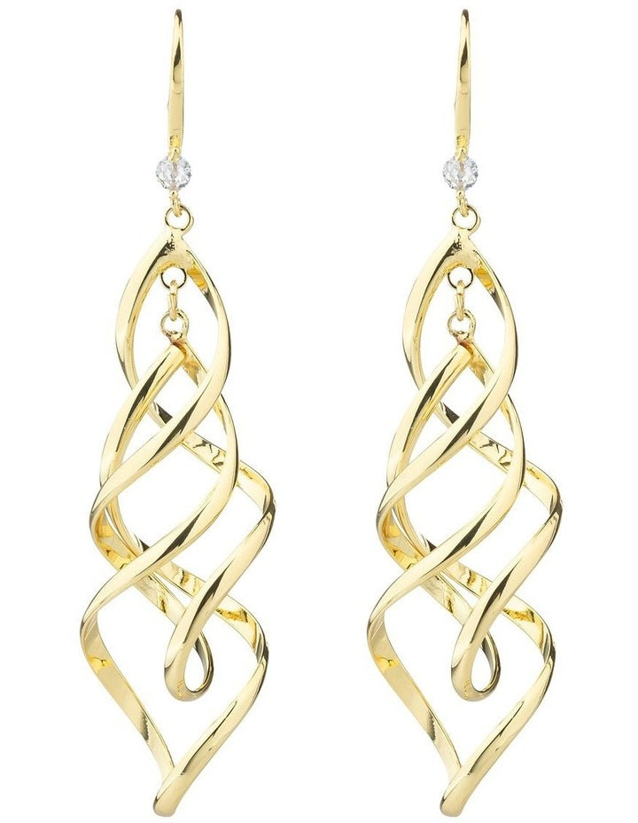 Gregory Ladner Long Drop Twist Earrings GJEF158M in Gold