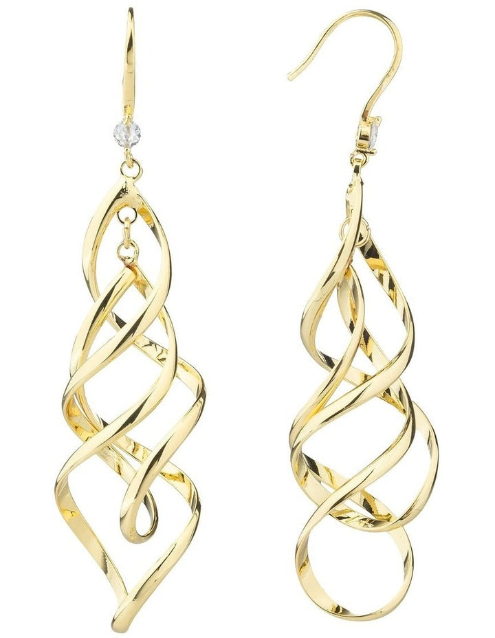 Gregory Ladner Long Drop Twist Earrings GJEF158M in Gold