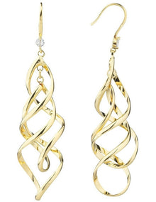 Gregory Ladner Long Drop Twist Earrings GJEF158M in Gold