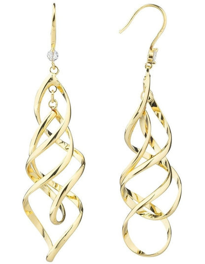 Gregory Ladner Long Drop Twist Earrings GJEF158M in Gold