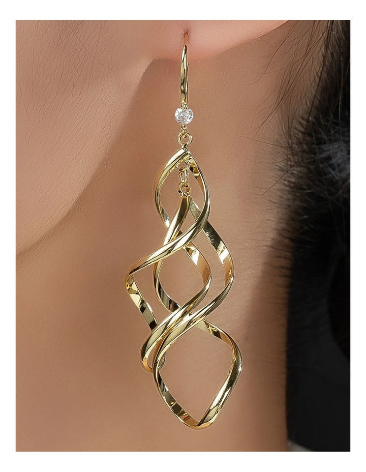 Gregory Ladner Long Drop Twist Earrings GJEF158M in Gold