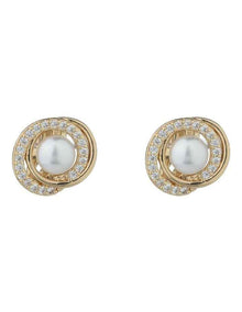 Gregory Ladner Pearl Stud With CZ Surround GJEF163M in Gold