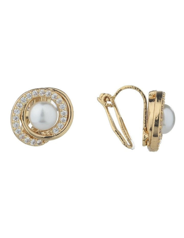 Gregory Ladner Pearl Stud With CZ Surround GJEF163M in Gold