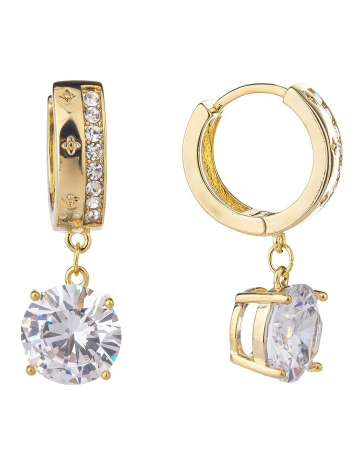 Gregory Ladner Large CZ Drop Hoop Earringsgs GJEF165M in Gold