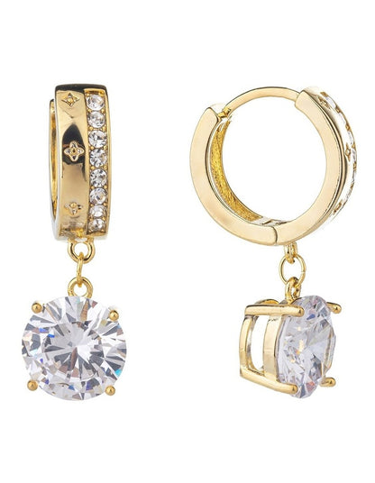 Gregory Ladner Large CZ Drop Hoop Earringsgs GJEF165M in Gold