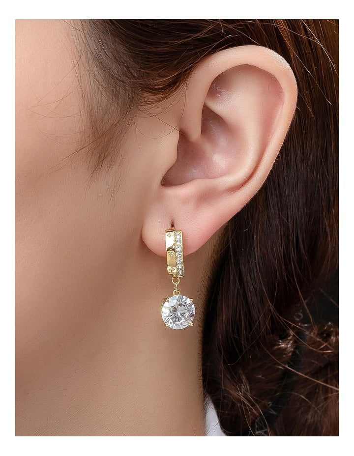 Gregory Ladner Large CZ Drop Hoop Earringsgs GJEF165M in Gold