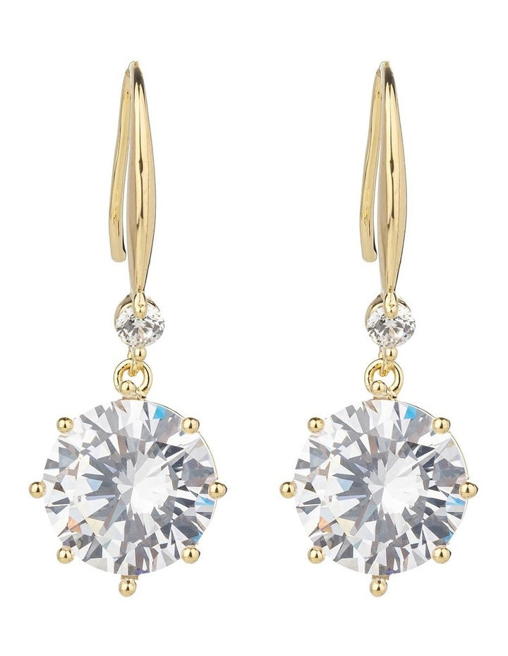 Gregory Ladner Large Round CZ Drop Earrings GJEF171M in Gold