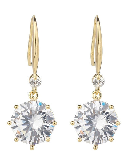 Gregory Ladner Large Round CZ Drop Earrings GJEF171M in Gold