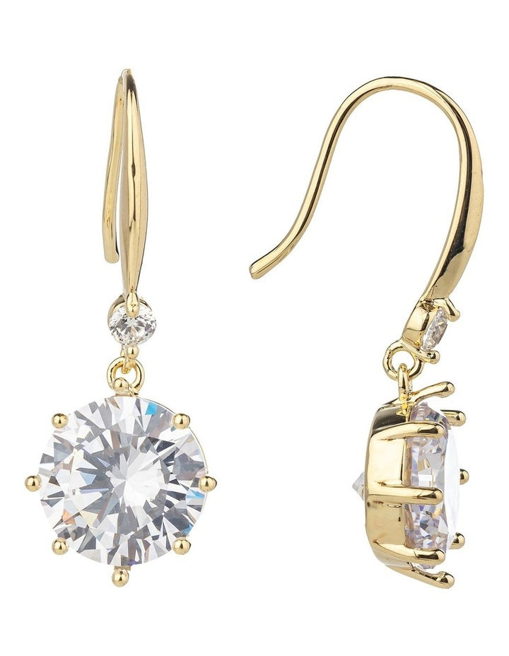 Gregory Ladner Large Round CZ Drop Earrings GJEF171M in Gold