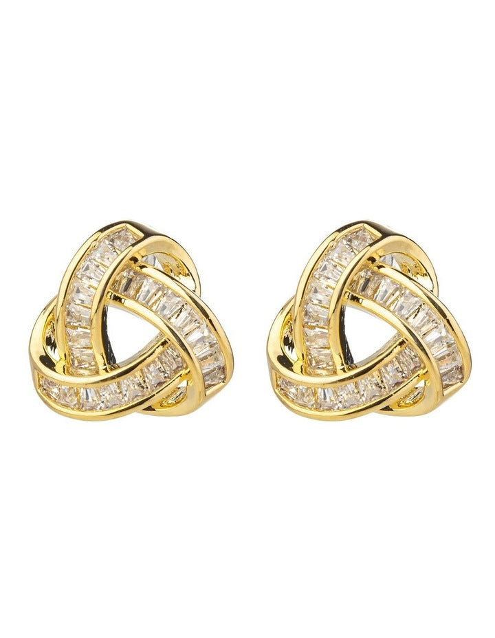 Gregory Ladner Knot Baguette CZ Studs GJEF172M in Gold
