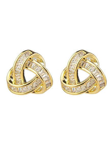 Gregory Ladner Knot Baguette CZ Studs GJEF172M in Gold
