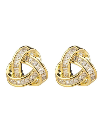 Gregory Ladner Knot Baguette CZ Studs GJEF172M in Gold