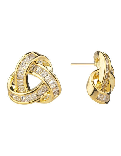 Gregory Ladner Knot Baguette CZ Studs GJEF172M in Gold