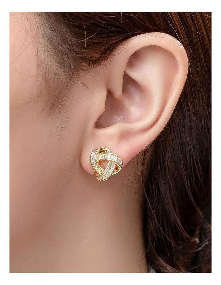 Gregory Ladner Knot Baguette CZ Studs GJEF172M in Gold