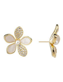 Gregory Ladner Mother Of Pearl CZ Daisy Earrings GJEF173M in Gold