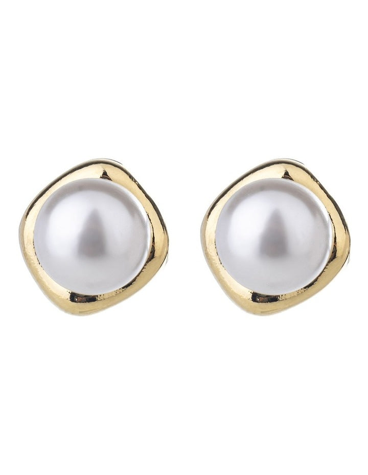 Gregory Ladner Pearl Stud With Surround Earring GJEF174M in Gold