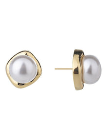 Gregory Ladner Pearl Stud With Surround Earring GJEF174M in Gold