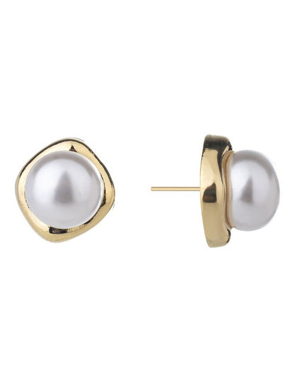 Gregory Ladner Pearl Stud With Surround Earring GJEF174M in Gold
