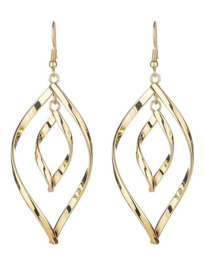 Gregory Ladner Elongated Teardrop Twist Earrings GJEF175M in Gold