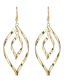Gregory Ladner Elongated Teardrop Twist Earrings GJEF175M in Gold