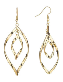 Gregory Ladner Elongated Teardrop Twist Earrings GJEF175M in Gold