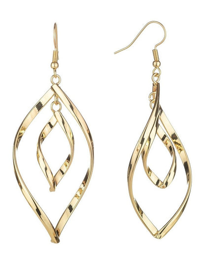 Gregory Ladner Elongated Teardrop Twist Earrings GJEF175M in Gold