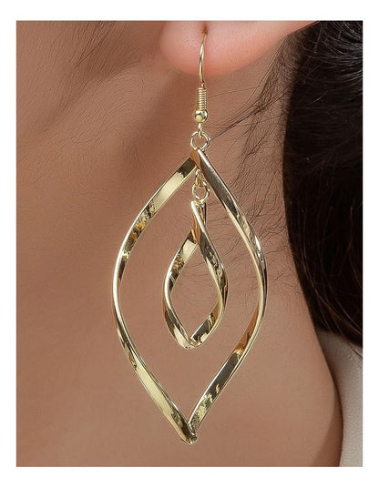 Gregory Ladner Elongated Teardrop Twist Earrings GJEF175M in Gold