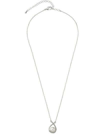 Gregory Ladner Cross Over Pearl Fine Chain Necklace GJNF009M in Rhodium