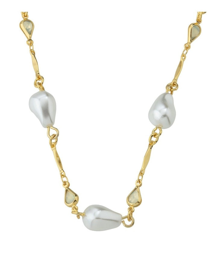 Gregory Ladner Baroque Pearl Chain Necklace GJNF010M in Gold