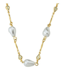 Gregory Ladner Baroque Pearl Chain Necklace GJNF010M in Gold