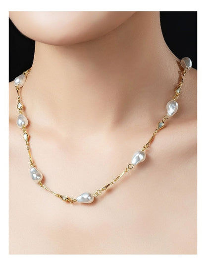 Gregory Ladner Baroque Pearl Chain Necklace GJNF010M in Gold