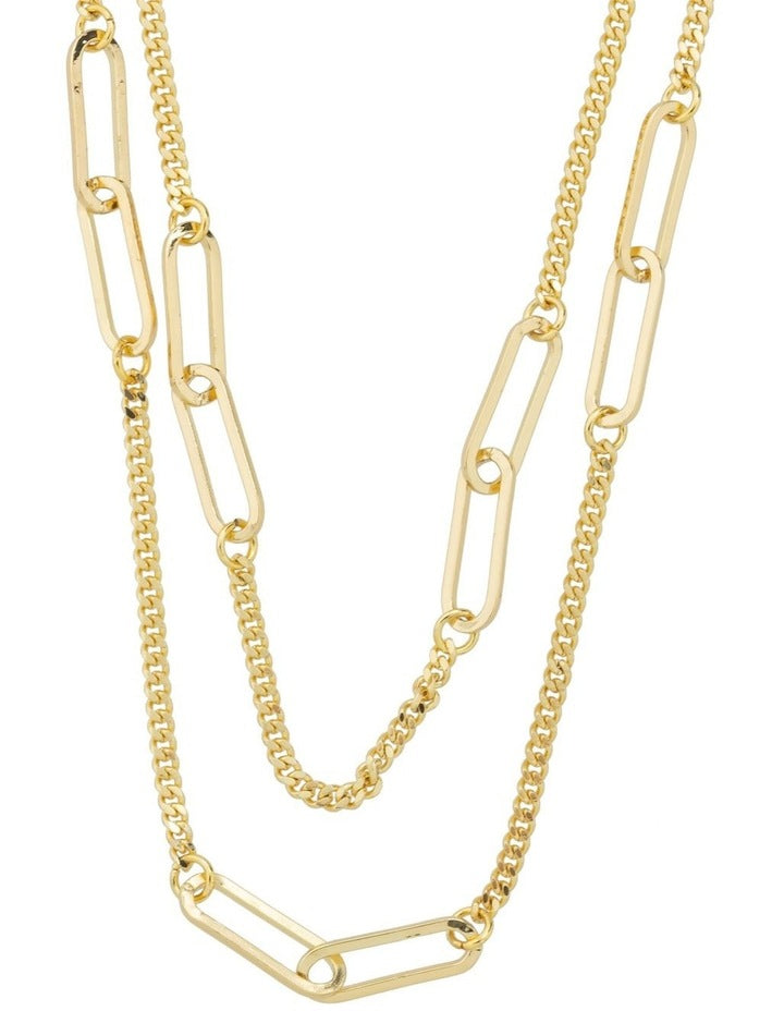 Gregory Ladner Long Link Layered Chain Necklace GJNF011M in Gold