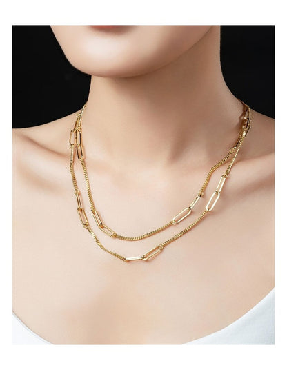 Gregory Ladner Long Link Layered Chain Necklace GJNF011M in Gold