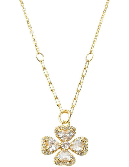 Gregory Ladner Fine Chain CZ Clover Necklace GJNF013M in Gold