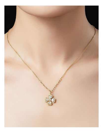 Gregory Ladner Fine Chain CZ Clover Necklace GJNF013M in Gold