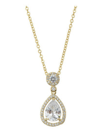 Gregory Ladner Pear CZ Pendant Necklace GJNF015M in Gold