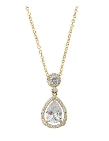 Gregory Ladner Pear CZ Pendant Necklace GJNF015M in Gold