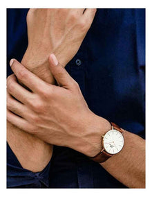 40mm Classic St Mawes Leather Watch in Rose Gold