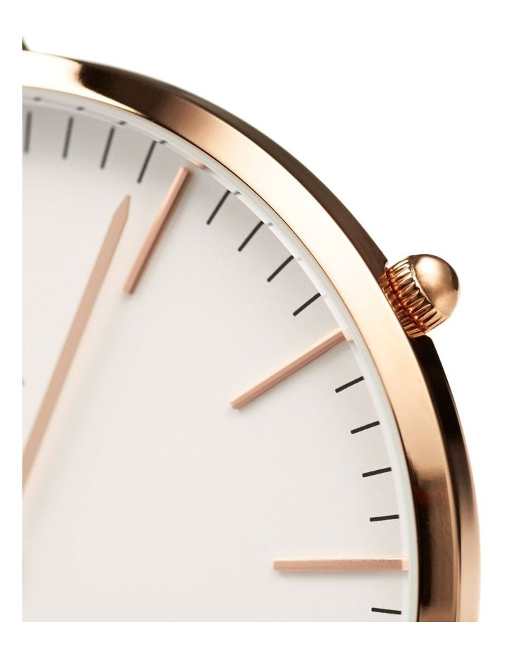 40mm Classic St Mawes Leather Watch in Rose Gold