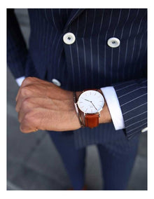 40mm Classic St Mawes Leather Watch in Silver