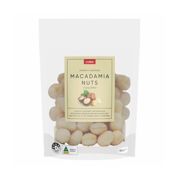 COLES PREMIUM MACADAMIA NUTS 150G