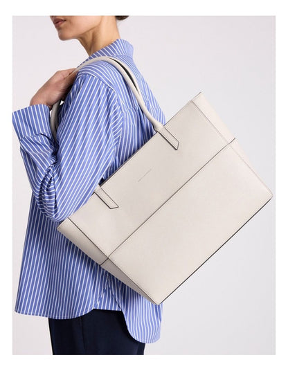 Hansel Leather Tote Bag in Stone