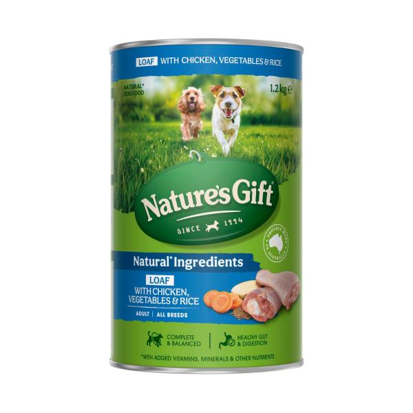NATURE'S GIFT ADULT ALL BREEDS WET DOG FOOD LOAF CHICKEN- RICE & VEGETABLES 1.2KG