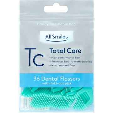 Woolworths All Smiles Dental Floss Total Care Mint Picks 36 pack