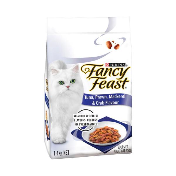 FANCY FEAST DRY CAT FOOD TUNA PRAWN MACKEREL & CRAB FLAVOUR 1.4KG